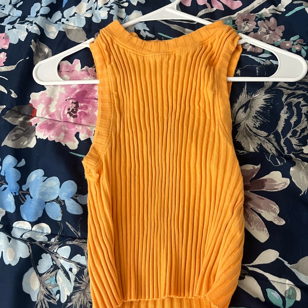 Aerie Yellow Pleated Tank Top